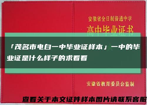 「茂名市电白一中毕业证样本」一中的毕业证是什么样子的求看看缩略图