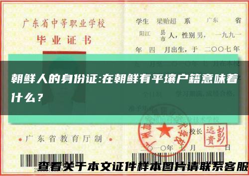 朝鲜人的身份证:在朝鲜有平壤户籍意味着什么？缩略图