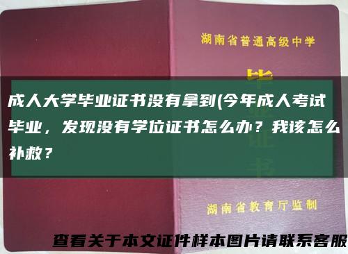成人大学毕业证书没有拿到(今年成人考试毕业，发现没有学位证书怎么办？我该怎么补救？缩略图