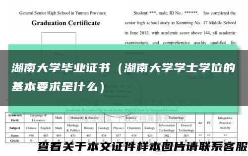 湖南大学毕业证书（湖南大学学士学位的基本要求是什么）缩略图
