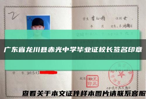 广东省龙川县赤光中学毕业证校长签名印章缩略图