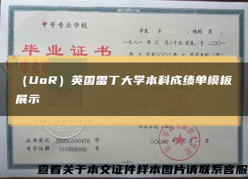 （UoR）英国雷丁大学本科成绩单模板展示缩略图
