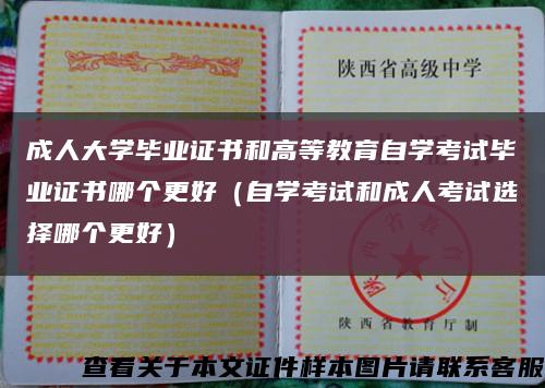 成人大学毕业证书和高等教育自学考试毕业证书哪个更好（自学考试和成人考试选择哪个更好）缩略图