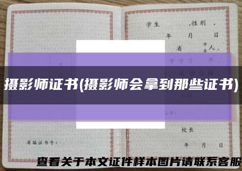 摄影师证书(摄影师会拿到那些证书)缩略图