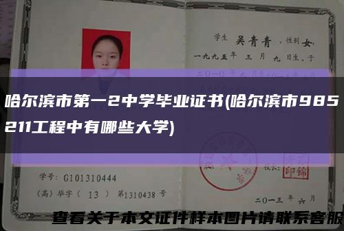 哈尔滨市第一2中学毕业证书(哈尔滨市985211工程中有哪些大学)缩略图