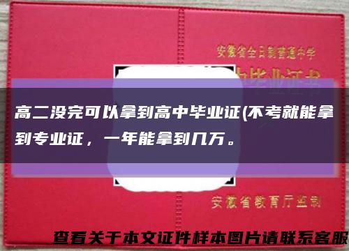高二没完可以拿到高中毕业证(不考就能拿到专业证，一年能拿到几万。缩略图