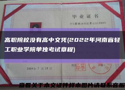 高职院校没有高中文凭(2022年河南省轻工职业学院单独考试章程)缩略图