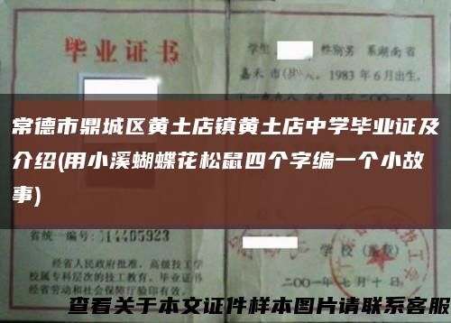 常德市鼎城区黄土店镇黄土店中学毕业证及介绍(用小溪蝴蝶花松鼠四个字编一个小故事)缩略图