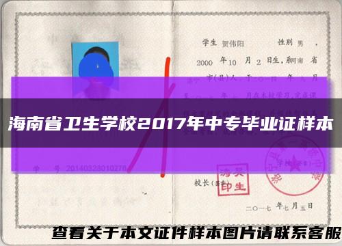 海南省卫生学校2017年中专毕业证样本缩略图