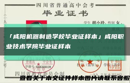 「咸阳机器制造学校毕业证样本」咸阳职业技术学院毕业证样本缩略图