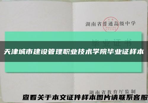 天津城市建设管理职业技术学院毕业证样本缩略图
