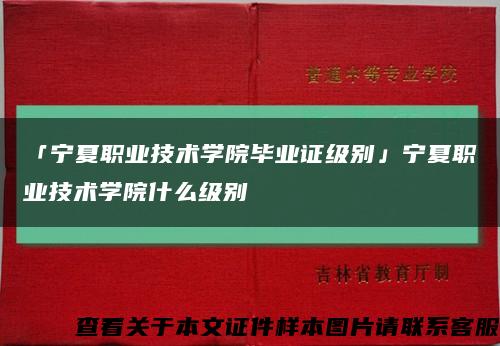 「宁夏职业技术学院毕业证级别」宁夏职业技术学院什么级别缩略图