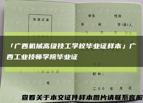 「广西机械高级技工学校毕业证样本」广西工业技师学院毕业证缩略图
