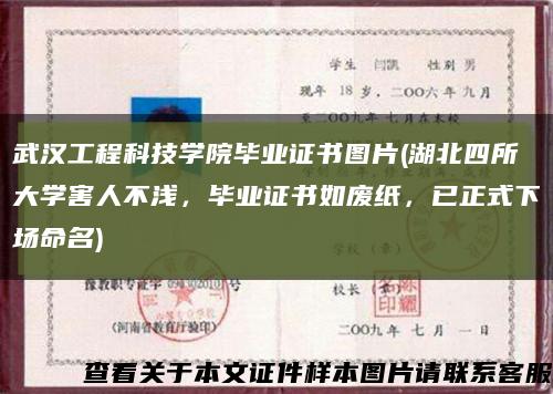 武汉工程科技学院毕业证书图片(湖北四所大学害人不浅，毕业证书如废纸，已正式下场命名)缩略图