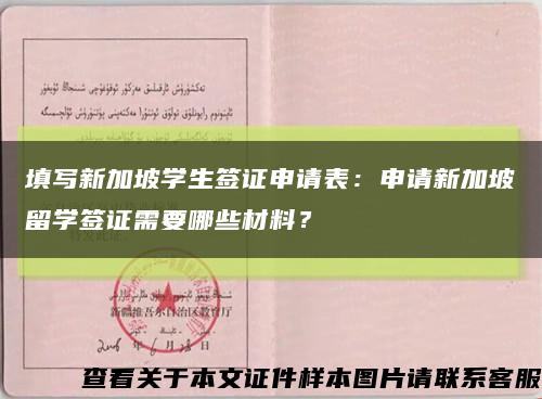 填写新加坡学生签证申请表：申请新加坡留学签证需要哪些材料？缩略图
