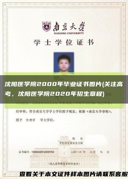 沈阳医学院2000年毕业证书图片(关注高考，沈阳医学院2020年招生章程)缩略图
