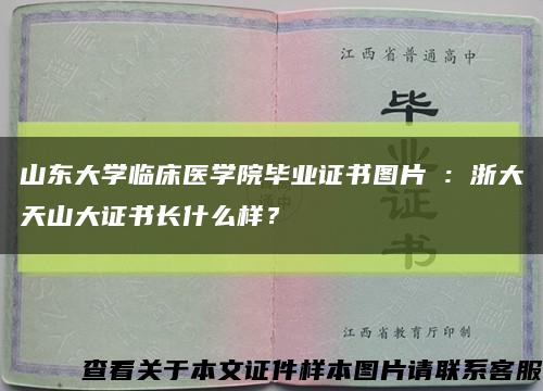 山东大学临床医学院毕业证书图片②：浙大天山大证书长什么样？缩略图