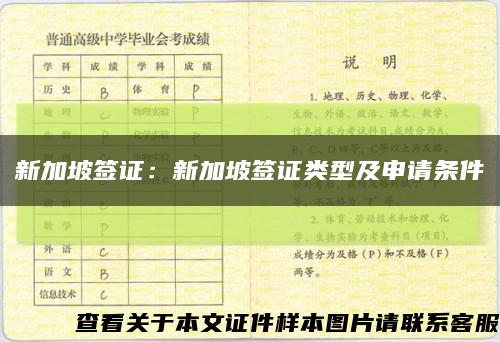 新加坡签证：新加坡签证类型及申请条件缩略图