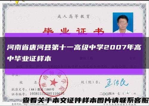 河南省唐河县第十一高级中学2007年高中毕业证样本缩略图