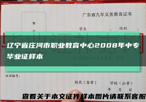 辽宁省庄河市职业教育中心2008年中专毕业证样本缩略图