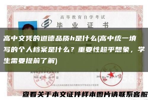 高中文凭的道德品质h是什么(高中统一填写的个人档案是什么？重要性超乎想象，学生需要提前了解)缩略图