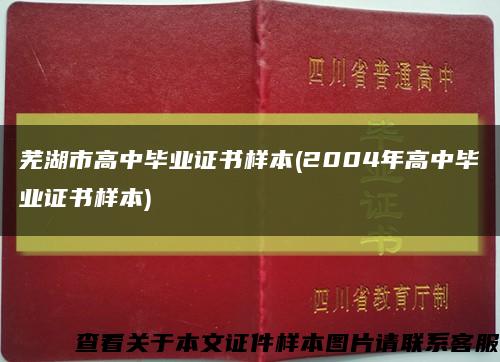 芜湖市高中毕业证书样本(2004年高中毕业证书样本)缩略图