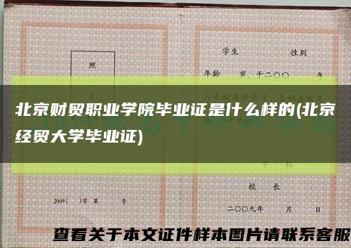 北京财贸职业学院毕业证是什么样的(北京经贸大学毕业证)缩略图