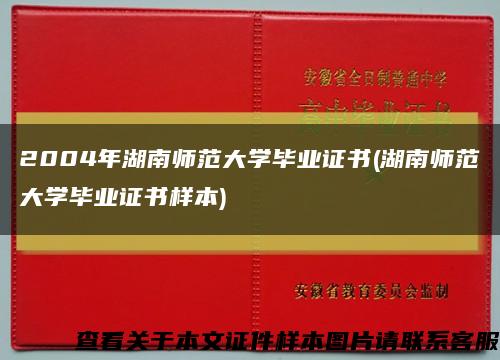 2004年湖南师范大学毕业证书(湖南师范大学毕业证书样本)缩略图