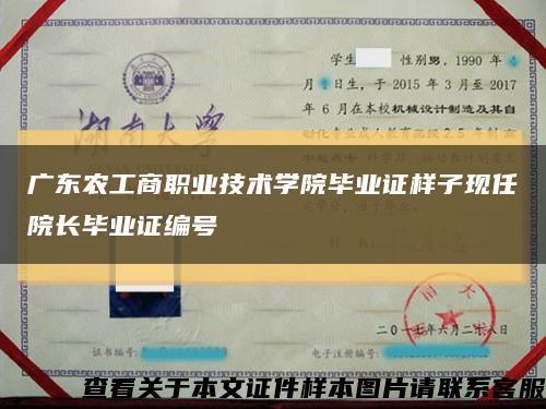 广东农工商职业技术学院毕业证样子现任院长毕业证编号缩略图