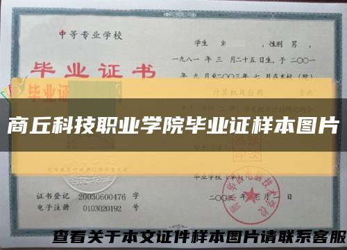 商丘科技职业学院毕业证样本图片缩略图