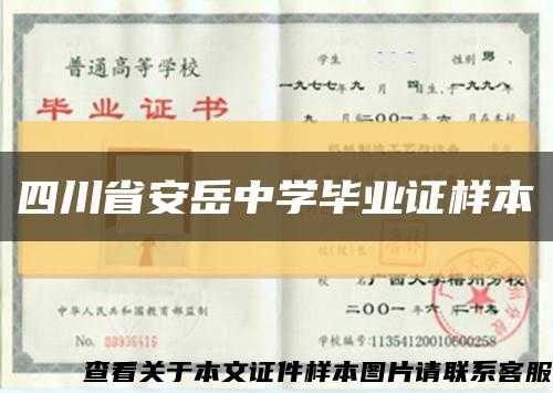 四川省安岳中学毕业证样本缩略图
