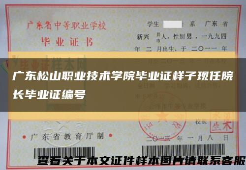 广东松山职业技术学院毕业证样子现任院长毕业证编号缩略图