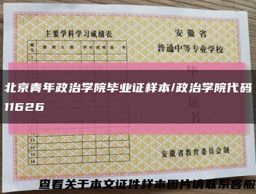北京青年政治学院毕业证样本/政治学院代码11626缩略图