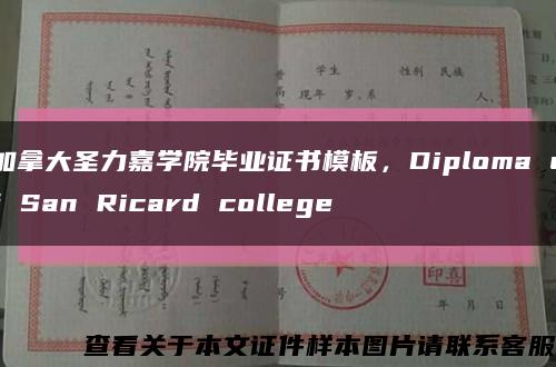 加拿大圣力嘉学院毕业证书模板，Diploma of San Ricard college缩略图