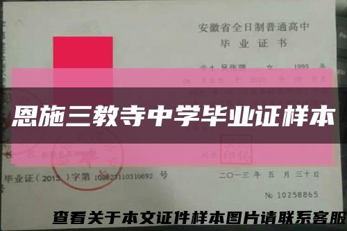 恩施三教寺中学毕业证样本缩略图