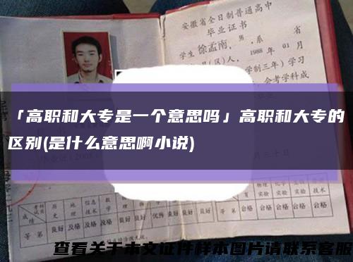「高职和大专是一个意思吗」高职和大专的区别(是什么意思啊小说)缩略图
