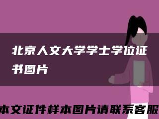 北京人文大学学士学位证书图片缩略图