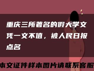 重庆三所著名的假大学文凭一文不值，被人民日报点名缩略图