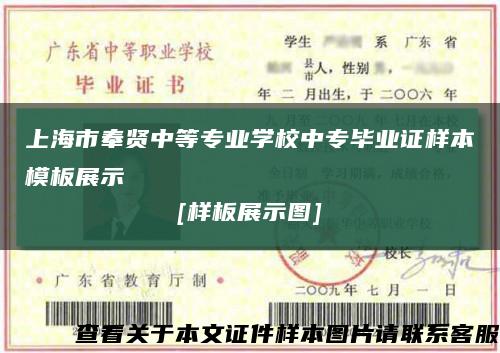 上海市奉贤中等专业学校中专毕业证样本模板展示
[样板展示图]缩略图