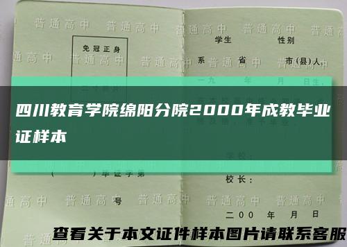 四川教育学院绵阳分院2000年成教毕业证样本缩略图
