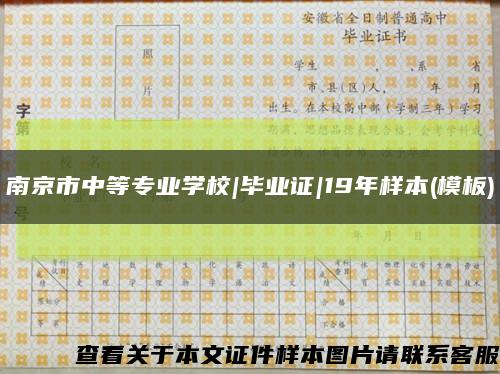 南京市中等专业学校|毕业证|19年样本(模板)缩略图