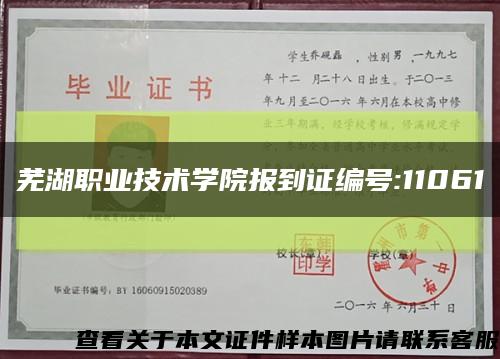 芜湖职业技术学院报到证编号:11061缩略图