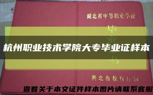 杭州职业技术学院大专毕业证样本缩略图