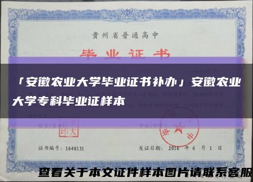 「安徽农业大学毕业证书补办」安徽农业大学专科毕业证样本缩略图