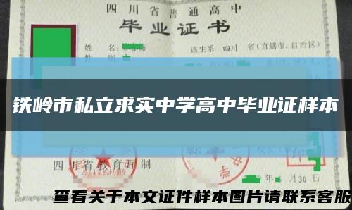 铁岭市私立求实中学高中毕业证样本缩略图
