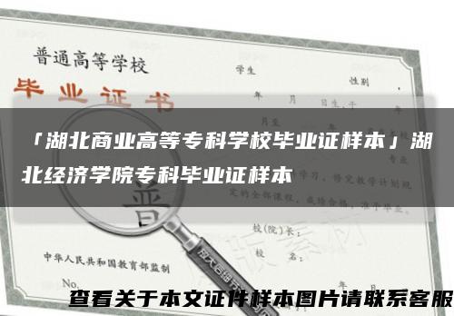 「湖北商业高等专科学校毕业证样本」湖北经济学院专科毕业证样本缩略图