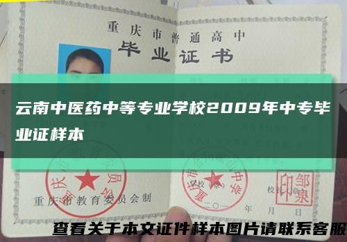 云南中医药中等专业学校2009年中专毕业证样本缩略图