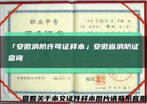 「安徽消防许可证样本」安徽省消防证查询缩略图