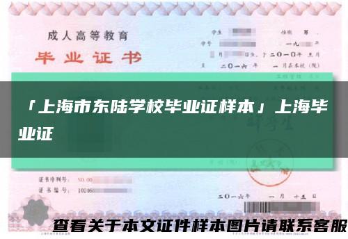 「上海市东陆学校毕业证样本」上海毕业证缩略图