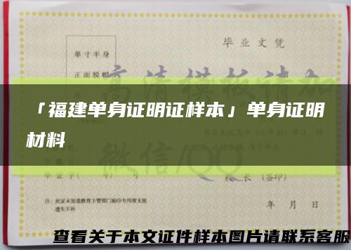 「福建单身证明证样本」单身证明材料缩略图